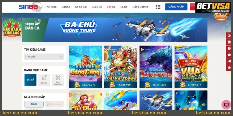 Game Sin88 - Review nền tảng cá cược khuynh đảo châu Á 3 Game bắn cá mang đến trải nghiệm đồ họa độc đáo
