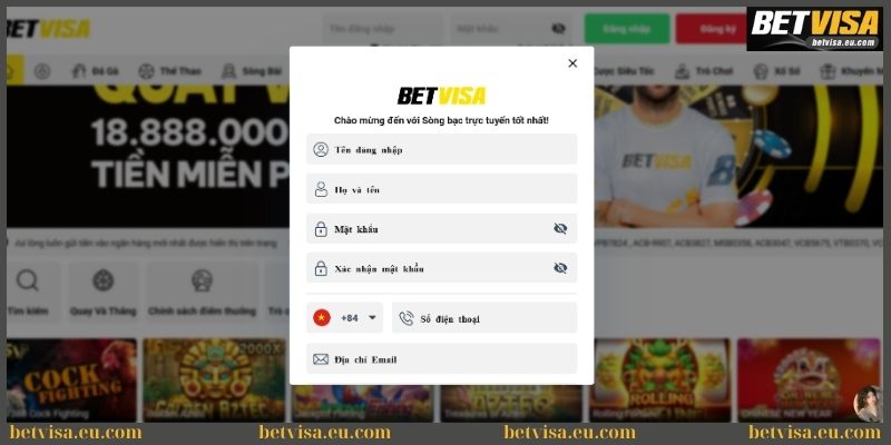 Hướng dẫn đăng ký Betvisa siêu nhanh chỉ với vài bước 2 Điền thông tin vào form đăng ký Betvisa